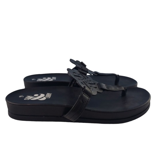 Sam & Libby Shoes - Sam & Libby Women 9.5 Black Medallion Platform Thong Sandals 10398S2001